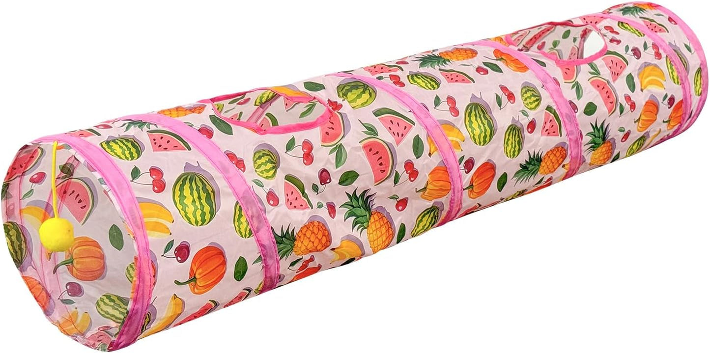 Andiker Cat Tunnel for Indoor Cats, 45" Long Rainbow Collapsible Kitten Tube with a Fun Ball and 2 Holes Cat Play Tunnel, Rabbit Tunnel for Kittens Exercising Hiding Training and Running(Colorful)