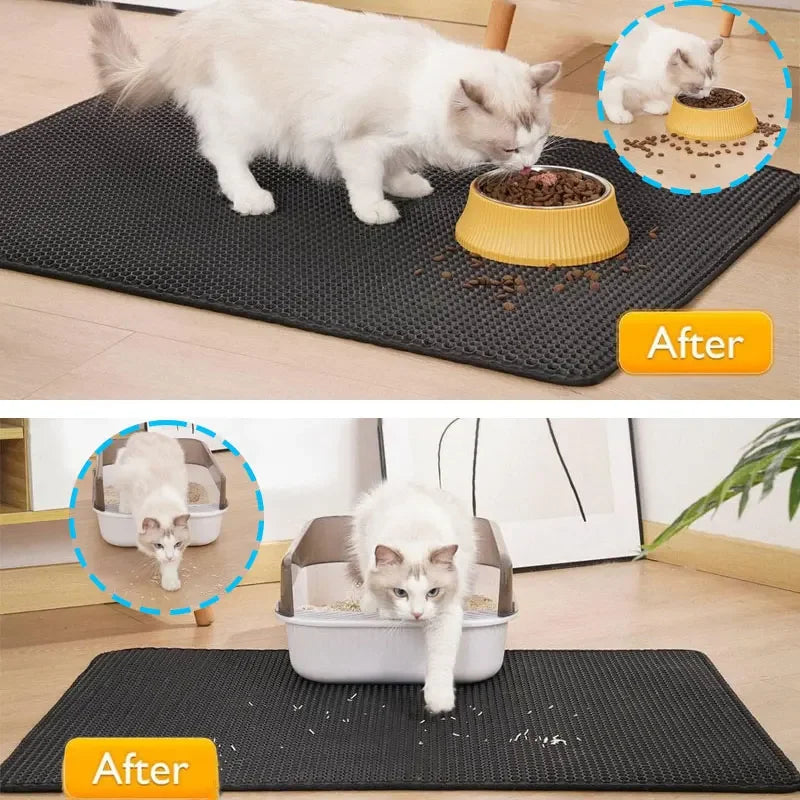 Cat Litter Mat Non Slip Big Pet Litter Box Filter Mat Double Layer Wear Resistant Waterproof Cat Litter Mat Pet Clean Supplies