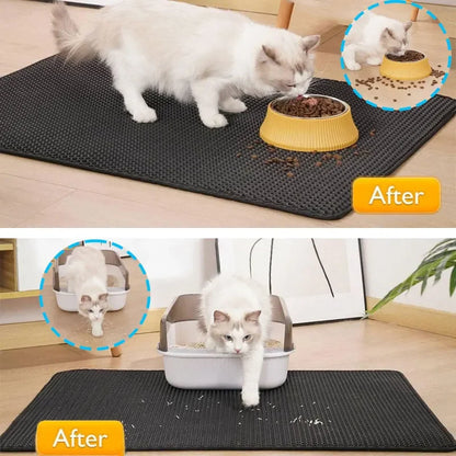 Cat Litter Mat Non Slip Big Pet Litter Box Filter Mat Double Layer Wear Resistant Waterproof Cat Litter Mat Pet Clean Supplies