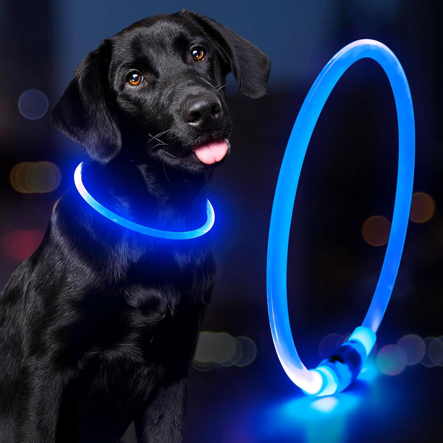 Light up Dog Collar - Waterproof LED Pet Collar Rechargeable, TPU Cuttable Glow in the Dark Dog Lights for Night Walking (Pink)