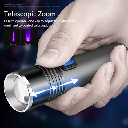 395Nm UV Flashlight Blacklight Zoomable USB Rechargeable UV Light Ultraviolet Flashlight for Pet Urine Detector Resin Curing