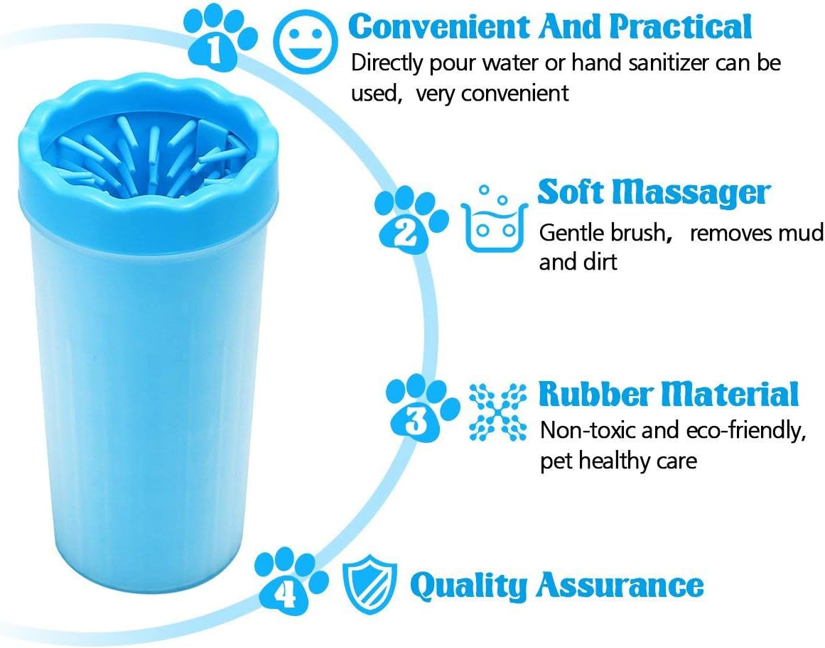 Dog Paw Cleaner Medium Cup,Portable Pet Paws Cleaning Cups, Silicone Brush Dog Paw Cleaning Cup for Dirty and Muddy Paw Cleaner-Washing for Cat,Small and Medium Dog Paw, Must-Have Tool for Pet (Blue)
