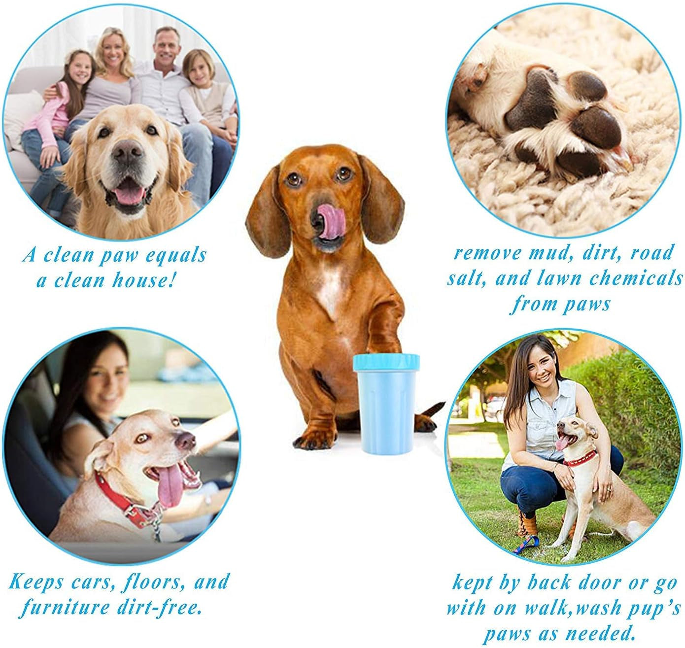 Dog Paw Cleaner Medium Cup,Portable Pet Paws Cleaning Cups, Silicone Brush Dog Paw Cleaning Cup for Dirty and Muddy Paw Cleaner-Washing for Cat,Small and Medium Dog Paw, Must-Have Tool for Pet (Blue)