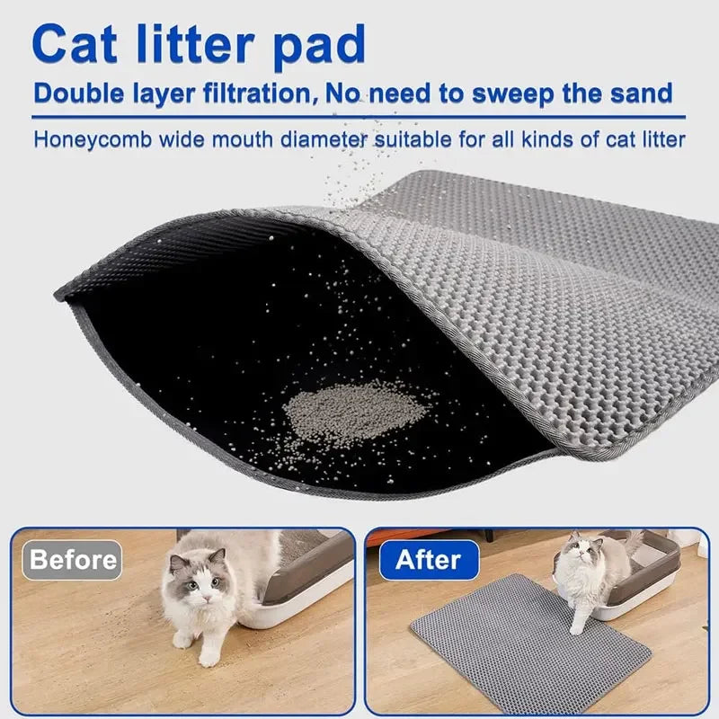 Cat Litter Mat Non Slip Big Pet Litter Box Filter Mat Double Layer Wear Resistant Waterproof Cat Litter Mat Pet Clean Supplies