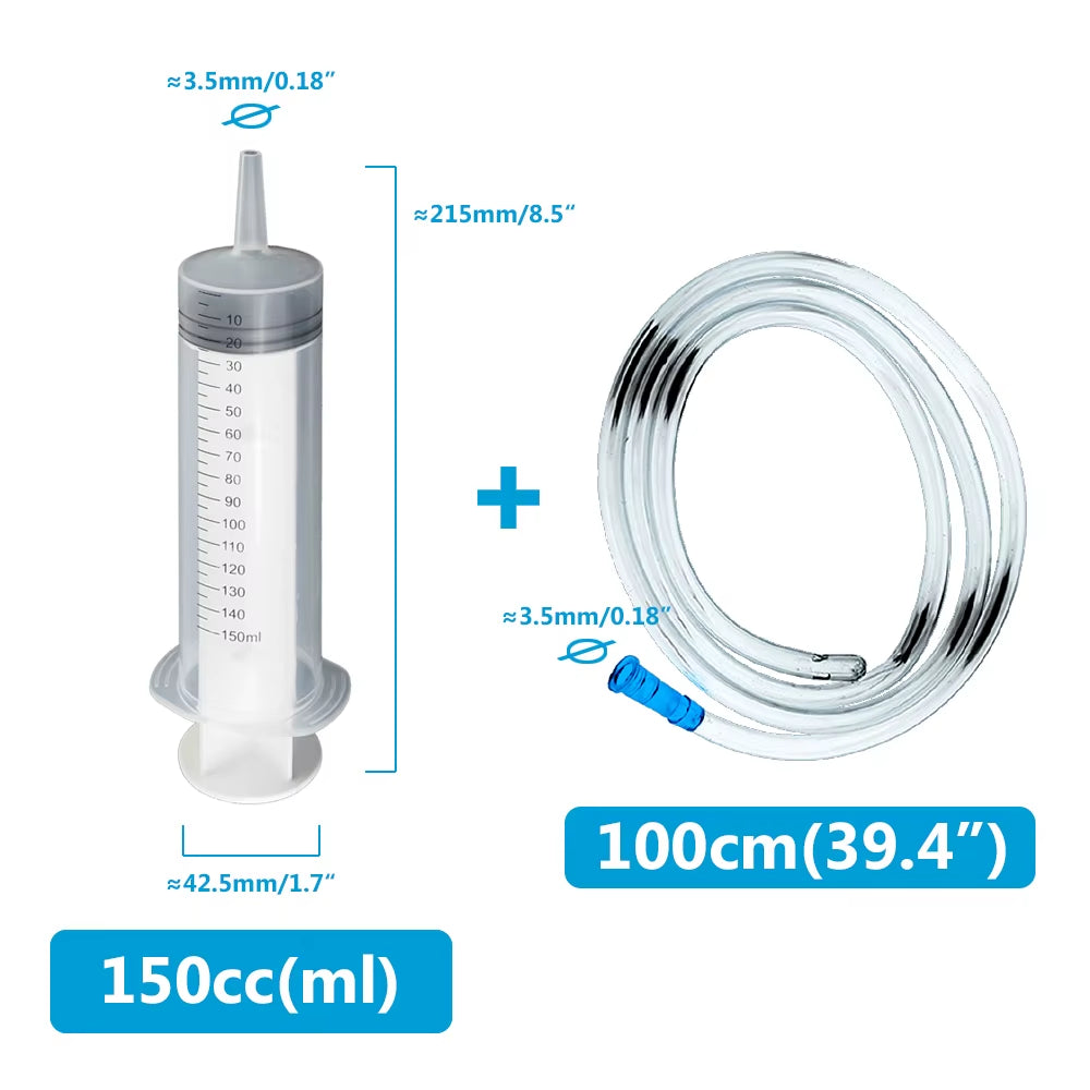 100Ml-550Ml Syringe Large Capacity with Multifunction 100Cm Hose Pump Measuring Washable Injector for Pet Feeding Oil Glue Fluid