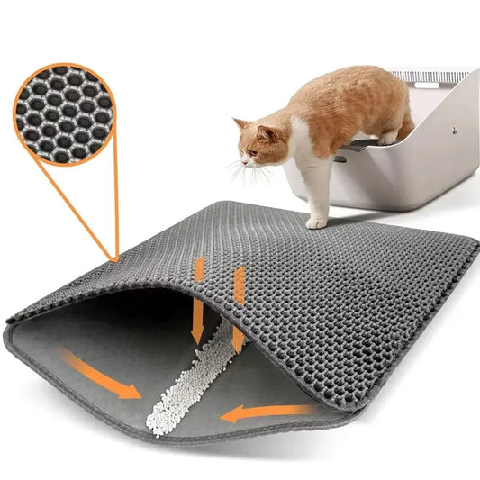 Cat Litter Mat Non Slip Big Pet Litter Box Filter Mat Double Layer Wear Resistant Waterproof Cat Litter Mat Pet Clean Supplies