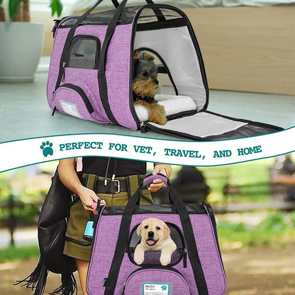 Airline Approved Pet Carrier for Cat, Soft Sided Dog Carrier for Small Dog, Cat Travel Supply Accessories Indoor Cat, Ventilated Pet Carrying Bag Medium Large Kitten Puppy, Small Heather Purple