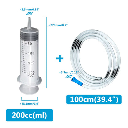 100Ml-550Ml Syringe Large Capacity with Multifunction 100Cm Hose Pump Measuring Washable Injector for Pet Feeding Oil Glue Fluid