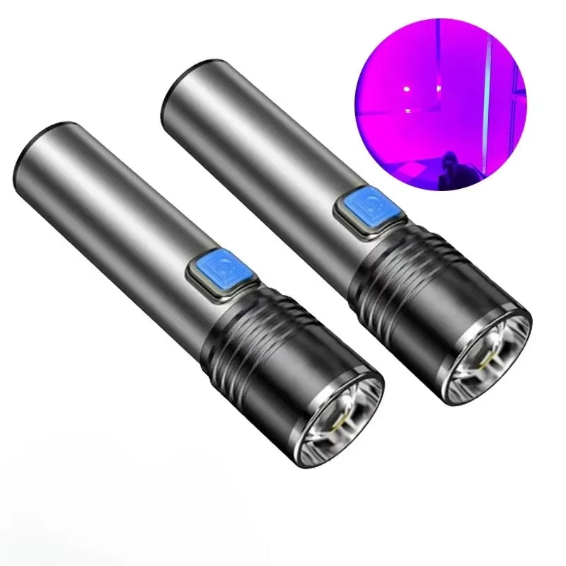 395Nm UV Flashlight Blacklight Zoomable USB Rechargeable UV Light Ultraviolet Flashlight for Pet Urine Detector Resin Curing