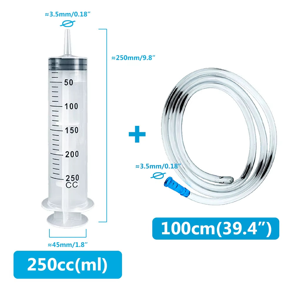 100Ml-550Ml Syringe Large Capacity with Multifunction 100Cm Hose Pump Measuring Washable Injector for Pet Feeding Oil Glue Fluid