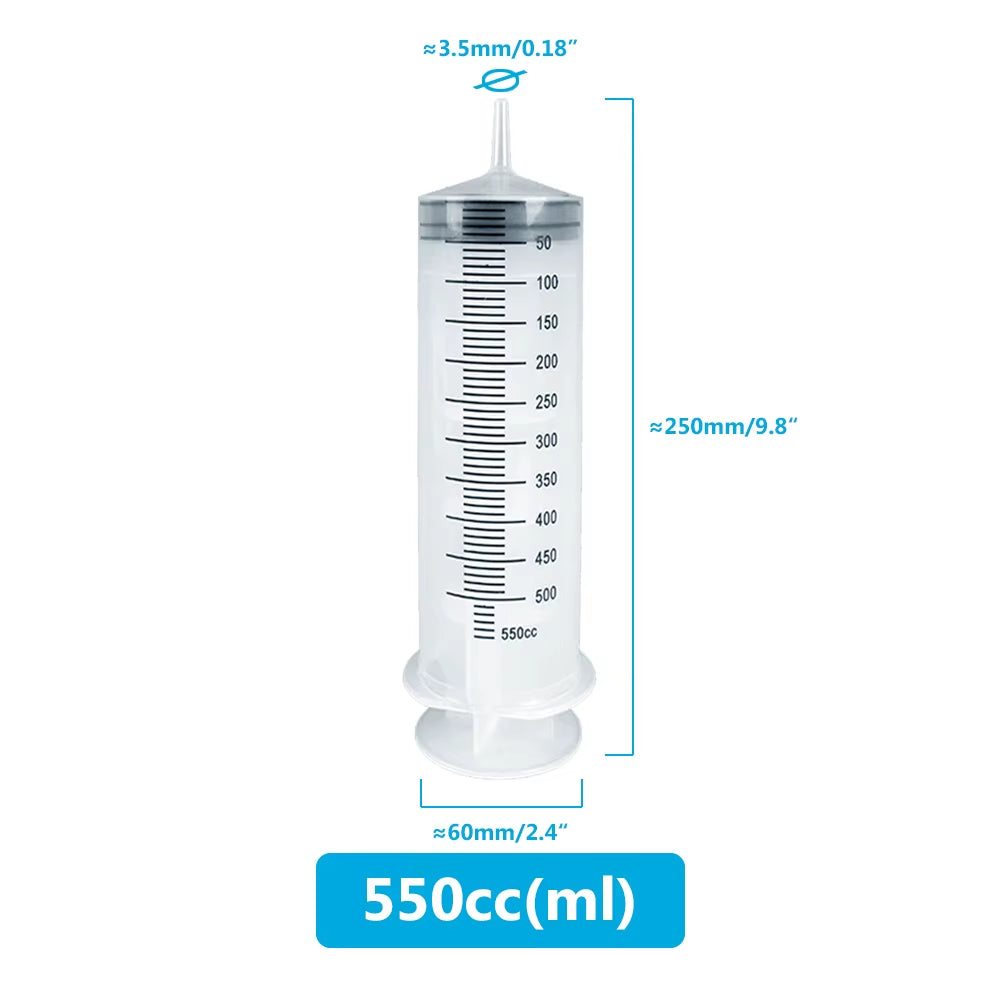 100Ml-550Ml Syringe Large Capacity with Multifunction 100Cm Hose Pump Measuring Washable Injector for Pet Feeding Oil Glue Fluid