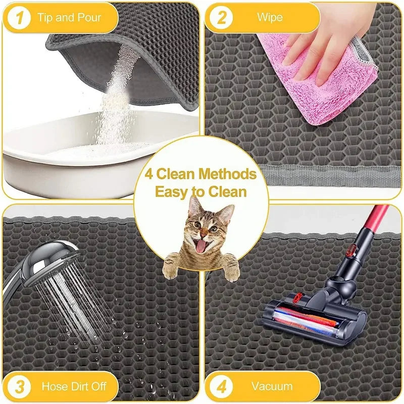 Cat Litter Mat Non Slip Big Pet Litter Box Filter Mat Double Layer Wear Resistant Waterproof Cat Litter Mat Pet Clean Supplies