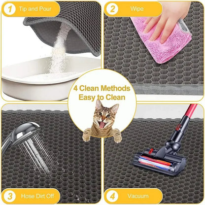 Cat Litter Mat Non Slip Big Pet Litter Box Filter Mat Double Layer Wear Resistant Waterproof Cat Litter Mat Pet Clean Supplies