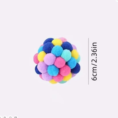 Cat Interactive Toy Plush Ball Pet Bouncy Ball Self-Play Ball Boredom Reliever Cat Teaser Colorful Yarn Ball Pet Toy