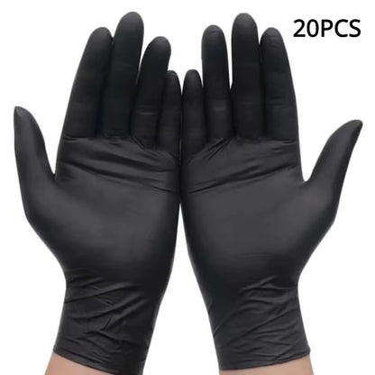50/20PCS Disposable Black Nitrile Gloves Latex Free Waterproof Durable Suitable for Kitchen Food Processing Beauty Salonfamily