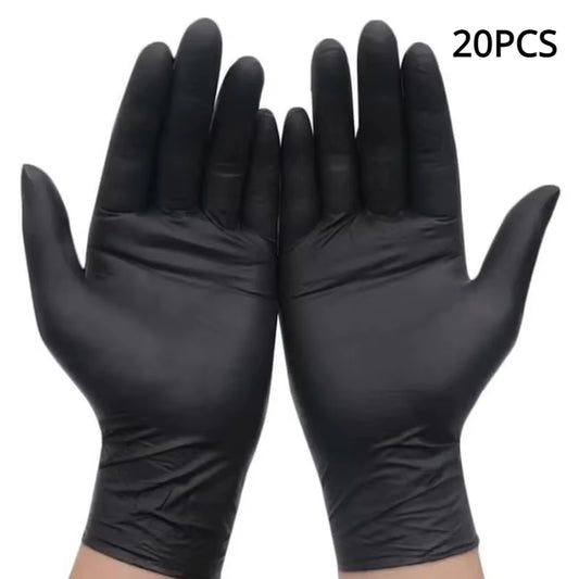 50/20PCS Disposable Black Nitrile Gloves Latex Free Waterproof Durable Suitable for Kitchen Food Processing Beauty Salonfamily