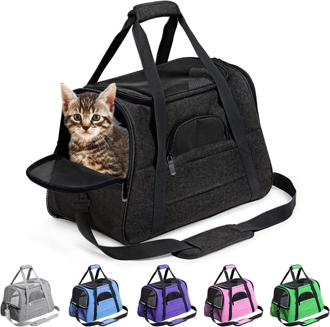 Cat Carrier Dog Carrier for Medium Dogs Dog Travel Crate Soft Slided Collapsible Pet Travel Carrier, Large (20.5" W X 13.5" H X 10" D)
