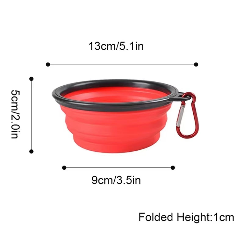 New 350Ml Folding Bowl with Keychain Pet Bowl Portable Travel Dog Bowl Convenient Cat Bowl Non-Deformable Folding Bowl