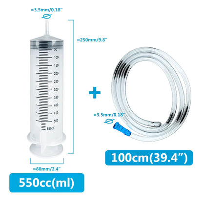 100Ml-550Ml Syringe Large Capacity with Multifunction 100Cm Hose Pump Measuring Washable Injector for Pet Feeding Oil Glue Fluid