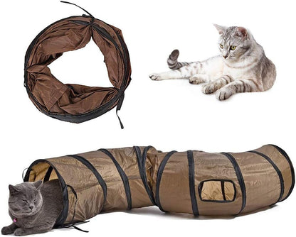 Andiker Cat Tunnel for Indoor Cats, 45" Long Rainbow Collapsible Kitten Tube with a Fun Ball and 2 Holes Cat Play Tunnel, Rabbit Tunnel for Kittens Exercising Hiding Training and Running(Colorful)