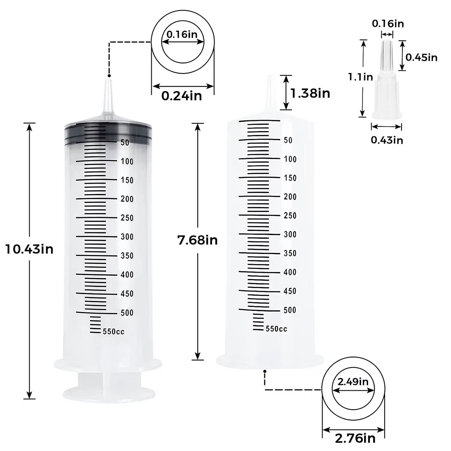 100Ml-550Ml Syringe Large Capacity with Multifunction 100Cm Hose Pump Measuring Washable Injector for Pet Feeding Oil Glue Fluid