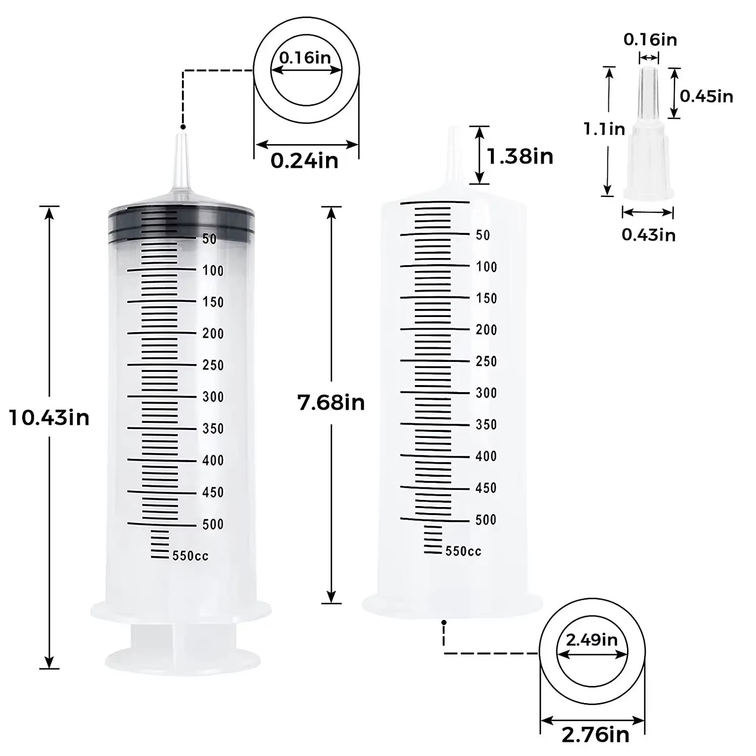 100Ml-550Ml Syringe Large Capacity with Multifunction 100Cm Hose Pump Measuring Washable Injector for Pet Feeding Oil Glue Fluid