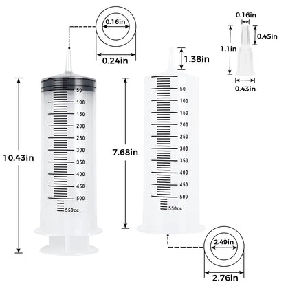100Ml-550Ml Syringe Large Capacity with Multifunction 100Cm Hose Pump Measuring Washable Injector for Pet Feeding Oil Glue Fluid