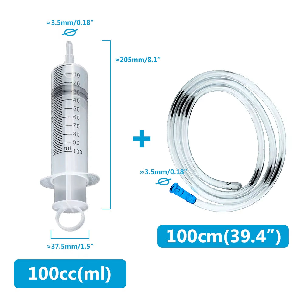 100Ml-550Ml Syringe Large Capacity with Multifunction 100Cm Hose Pump Measuring Washable Injector for Pet Feeding Oil Glue Fluid