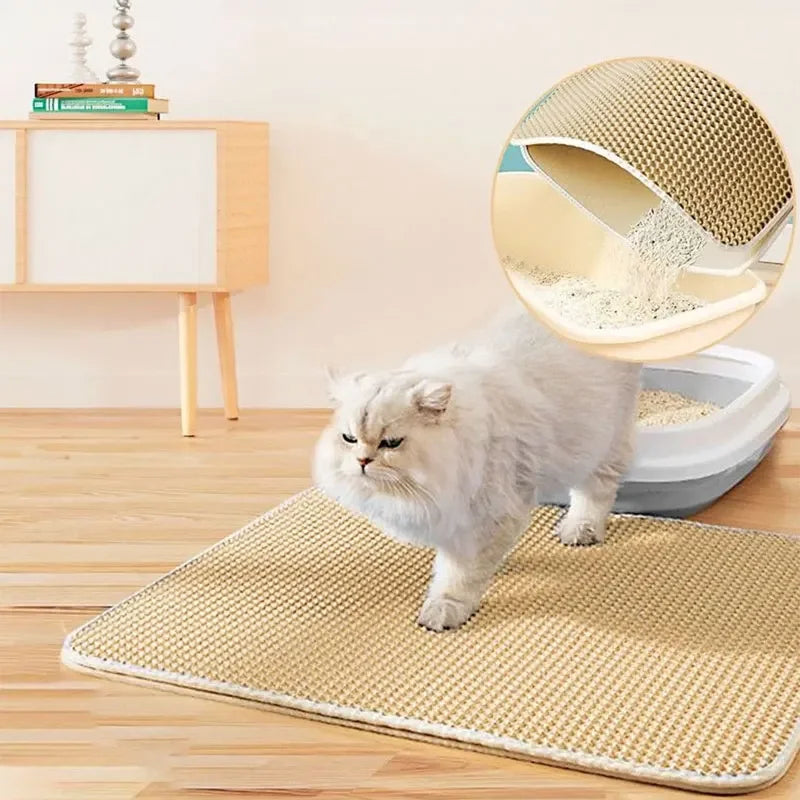 Cat Litter Mat Non Slip Big Pet Litter Box Filter Mat Double Layer Wear Resistant Waterproof Cat Litter Mat Pet Clean Supplies