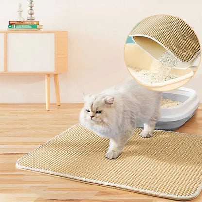 Cat Litter Mat Non Slip Big Pet Litter Box Filter Mat Double Layer Wear Resistant Waterproof Cat Litter Mat Pet Clean Supplies