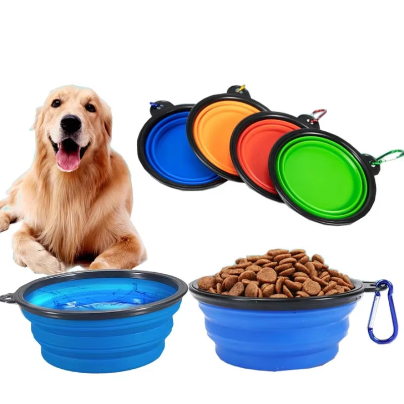New 350Ml Folding Bowl with Keychain Pet Bowl Portable Travel Dog Bowl Convenient Cat Bowl Non-Deformable Folding Bowl